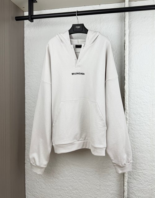 Balenciaga Open-Front Letter Embroidered Hoodie