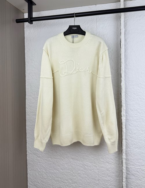Dior Stitch-Embroidered Logo Knit Sweater