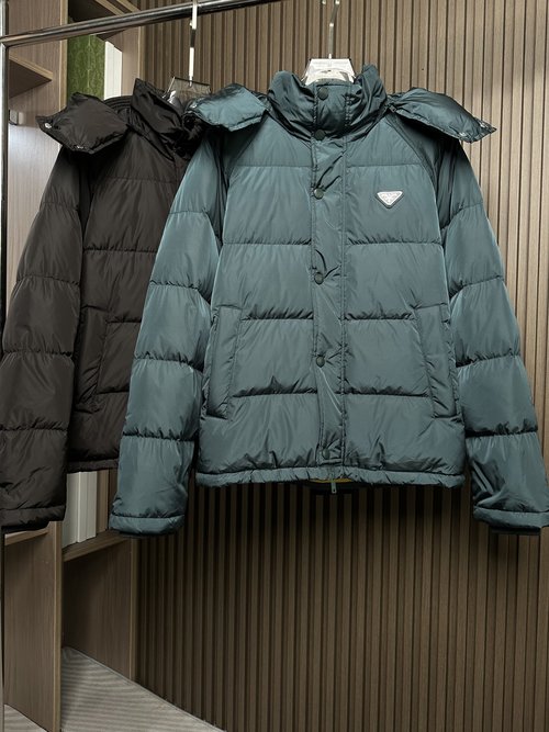 Prada Prada Down Jacket with Detachable Hood and Classic Logo