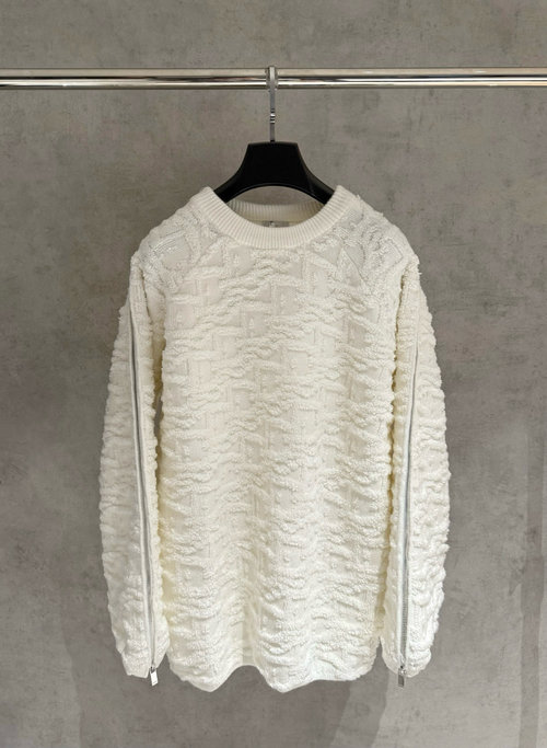 Dior Cotton-wool Blended Sweater with Diagonal Pattern