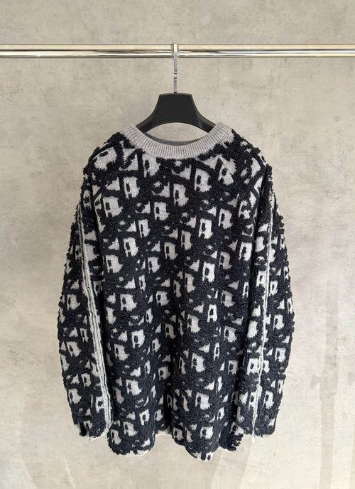 Dior Cotton-wool Blended Sweater with Diagonal Pattern