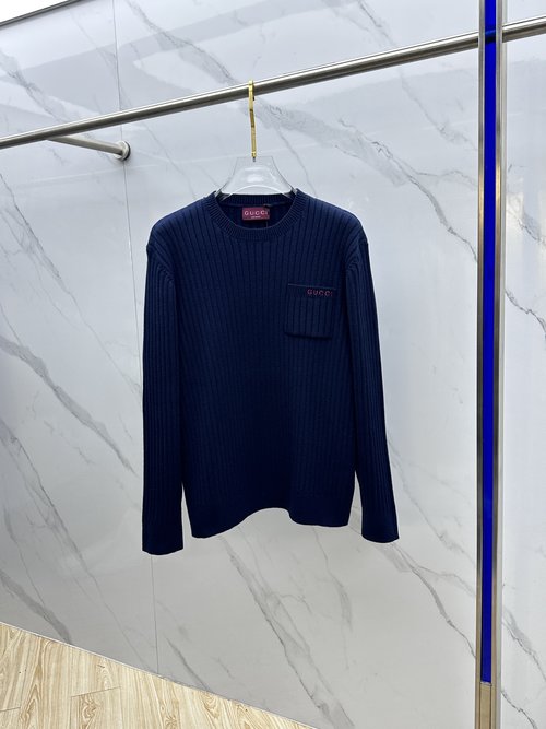 Gucci Silk-Wool Blend Crewneck Sweater with Embroidery