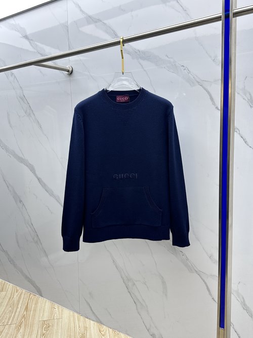 Gucci Silk-Wool Blend Crewneck Sweater with Embroidery