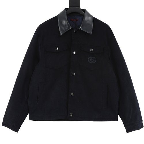 Gucci Embroidered Leather Collar Corduroy Coat (No optimization needed)