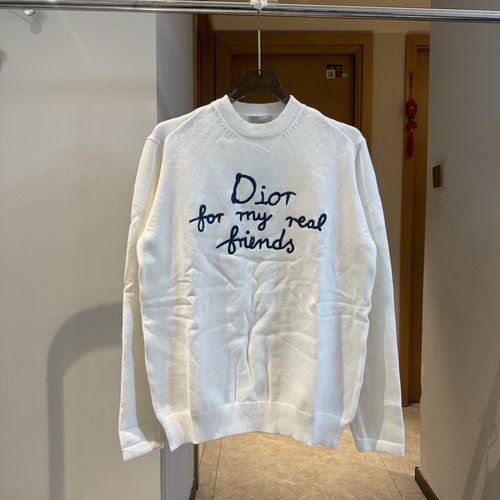 Dior Embroidered Long-Sleeved Knit Sweater with Badge