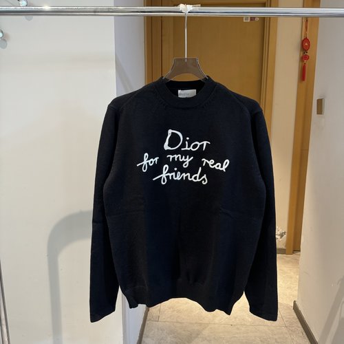 Dior Embroidered Long-Sleeved Knit Sweater with Badge