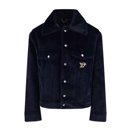 Louis Vuitton Faux Mink Fur Jacket with Crystal Hardware and Laser-Engraved Logo