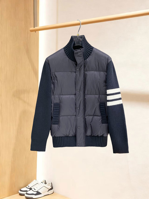 Thom Browne Stylish Knit-Trimmed Down Jacket for Everyone