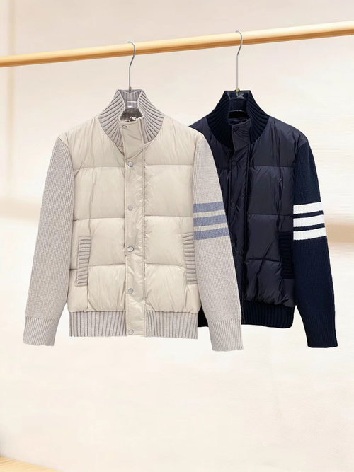 Thom Browne Stylish Knit-Trimmed Down Jacket for Everyone