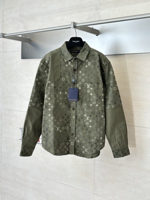 Louis Vuitton Monogram Printed Camouflage Peaked Collar Shirt