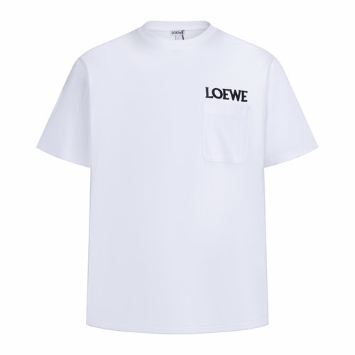 Loewe White Pocket Letter Embroidery Crew Neck T-Shirt