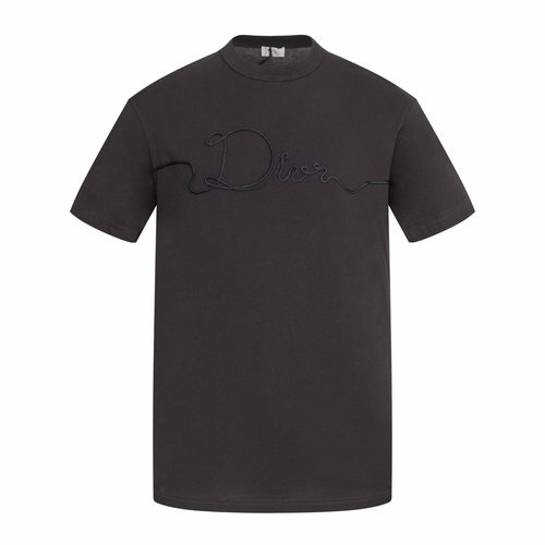 Dior Grey Satin Badge Round Neck T-Shirt