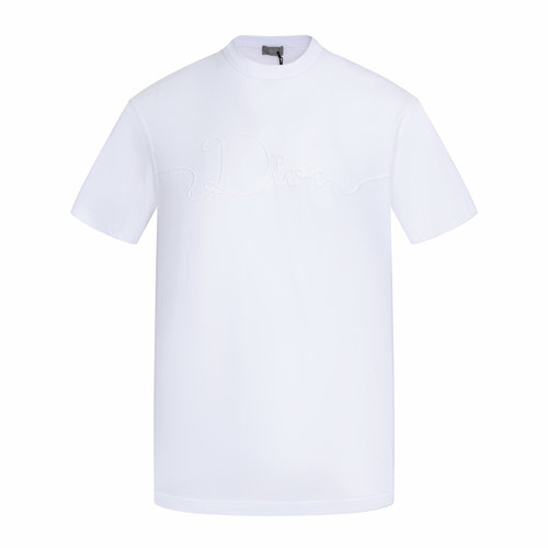 Dior White Satin Badge Round Neck T-Shirt