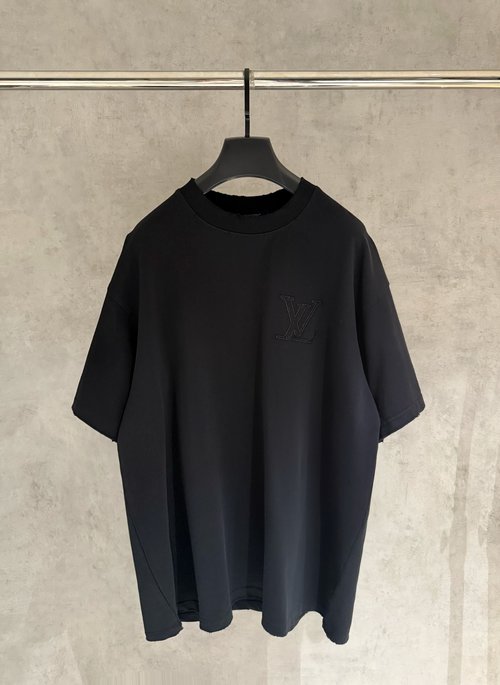 Louis Vuitton Embroidered Short Sleeve T-Shirt with Wash and Fray