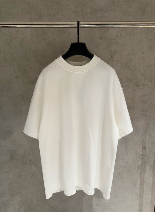 Louis Vuitton Embroidered Short Sleeve T-Shirt with Wash and Fray