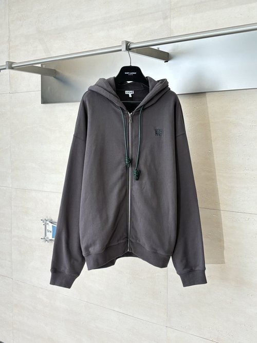 Loewe Embroidered Logo Zip Hoodie with Custom Wash