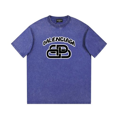 Balenciaga Printed Short-Sleeve Tee with Vintage Finish