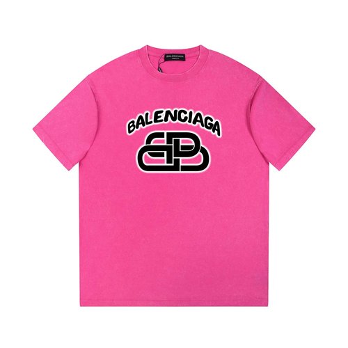 Balenciaga Double-yarn Cotton Letter Print Short Sleeve T-shirt