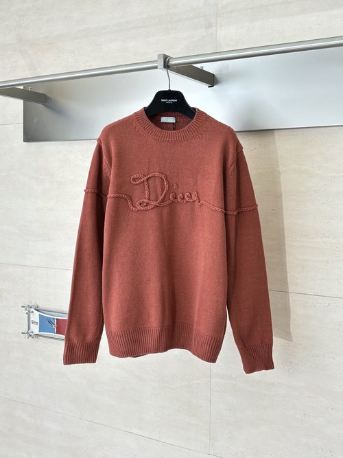 Dior Embroidered Logo Ribbed Crewneck Sweater