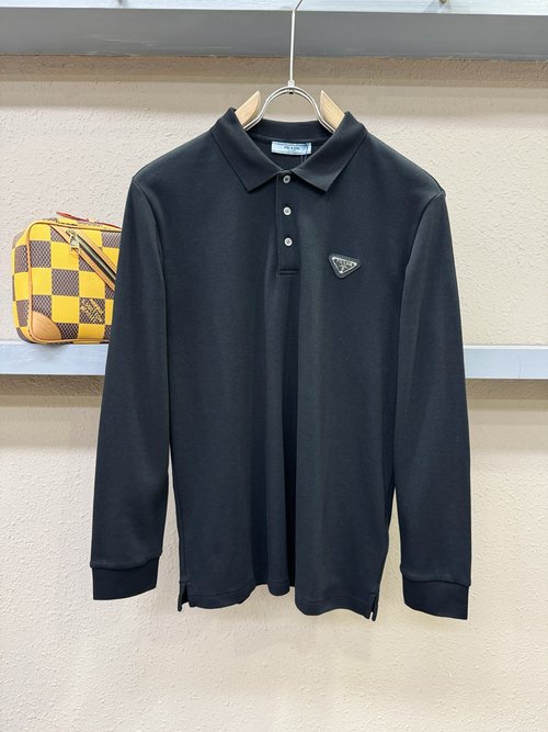 Prada Sophisticated Polo Collar Long Sleeve Shirt