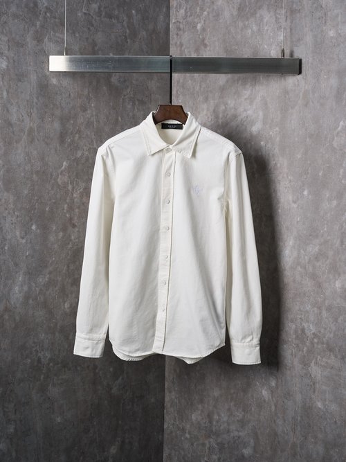 Gucci White Embroidery Long-Sleeve Shirt, Soft and Elegant