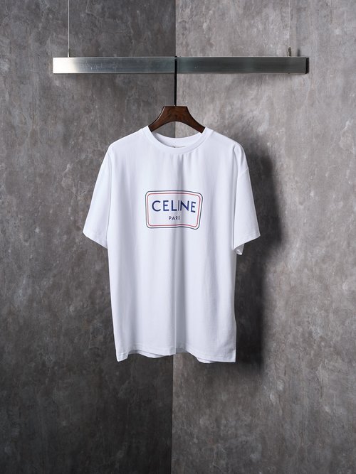 Celine Loose Round Neck T-Shirt with Silicone Printing