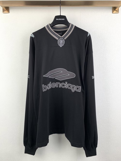 Balenciaga V-Neck Long Sleeve with Color Block & Embroidery