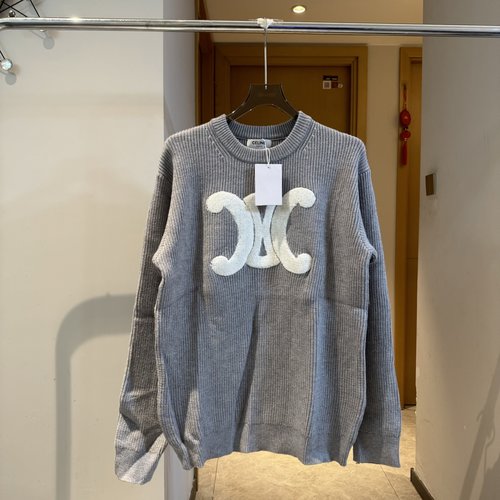 Celine Celine Triomphe Towel Embroidery Round Neck Top