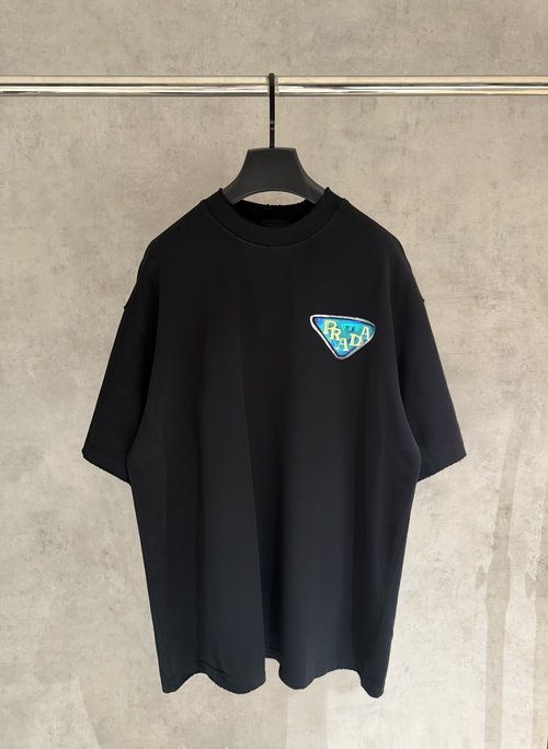 Prada Hand-Painted T-Shirt with Wash and Fray