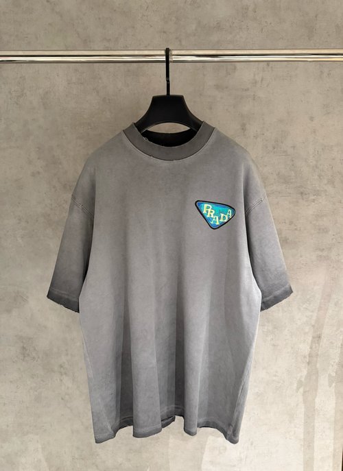 Prada Hand-Painted T-Shirt with Wash and Fray