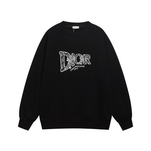 Dior Classic Round Neck Sweatshirt with Silicone Lettering & Craftsmanship