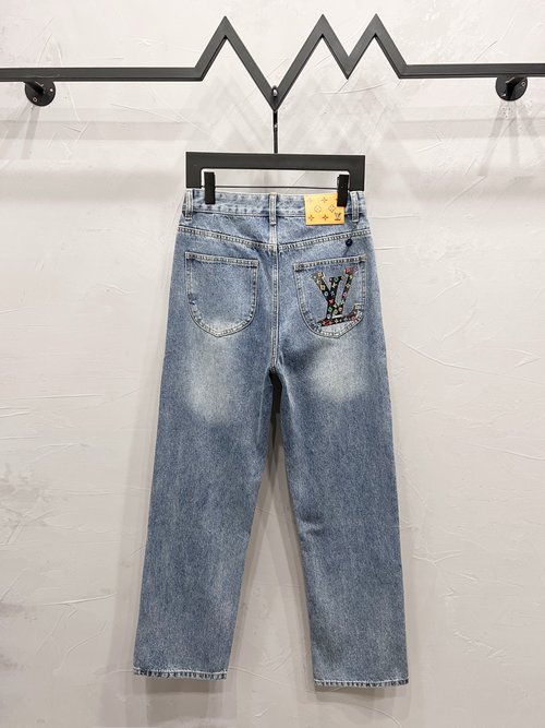 Louis Vuitton Classic Logo Print Straight-Leg Jeans for All
