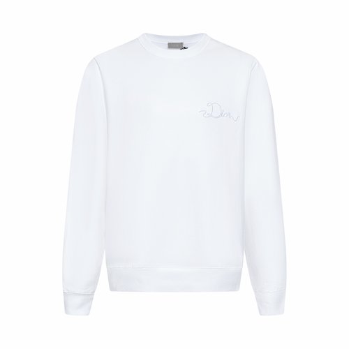 Dior White Ribbon Logo Pullover with Soft Touch