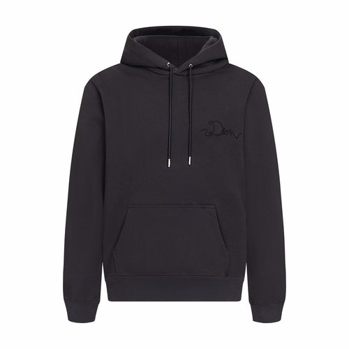 Dior Dark Grey Ribbon Logo Hoodie with Good Feel