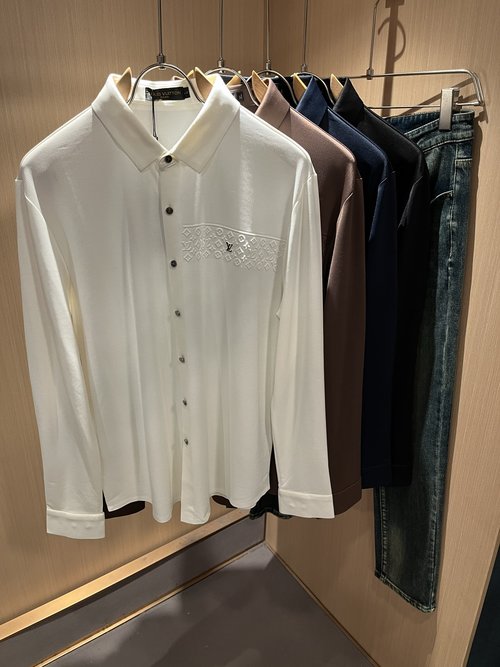 Louis Vuitton Light Business Collared Shirt with Logo Press