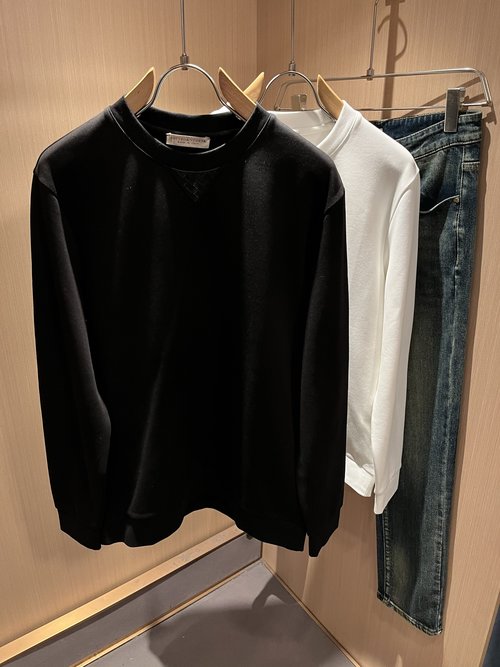 Bottega Veneta Solid-color Premium Fabric Sweatshirt with Leather Logo