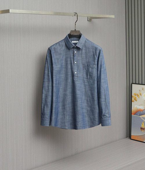 Prada Denim Long-Sleeve Shirt Featuring Unique Design