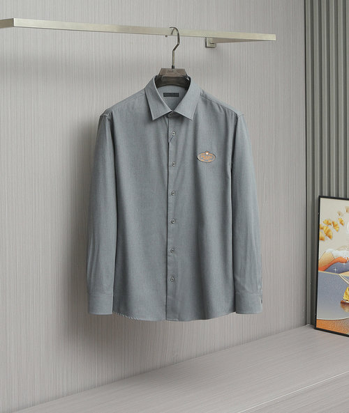 Prada Luxurious Blended Flannel Long-Sleeve Shirt