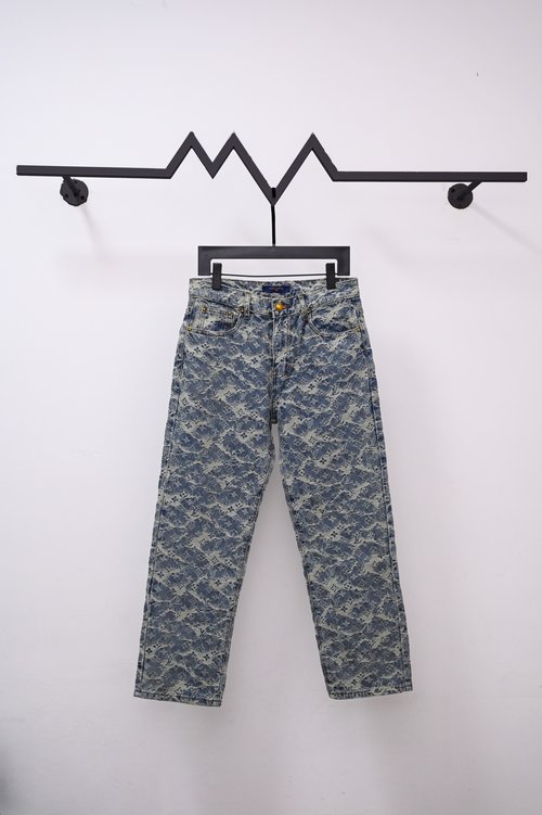 Louis Vuitton Foggy Monogram Textured Trucker Jeans for All Leg Types