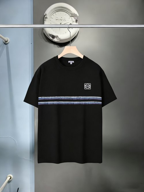 Loewe Anagram Embroidered Striped Cotton Tee with Retro Vibe