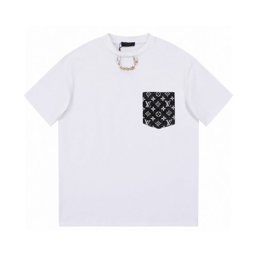 Louis Vuitton Denim Wash Black Gray Pocket Short Sleeve Top