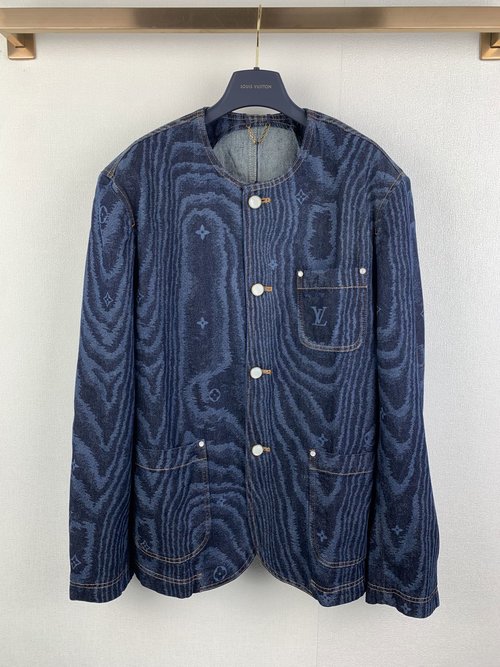 Louis Vuitton Single - Button Padded Shoulder Denim Jacket