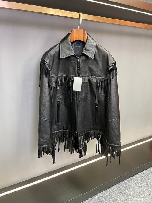 Balenciaga Stylish Sheepskin Jacket with Fringe
