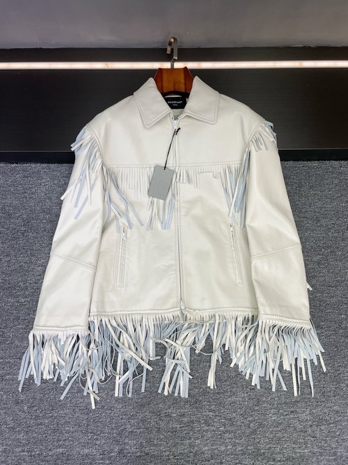 Balenciaga Sheepskin Fringe Jacket with Elegant Design