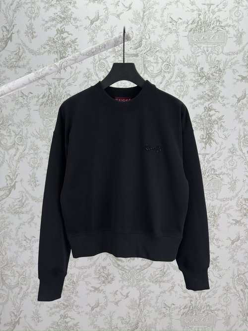 Gucci Embroidered Knit Cotton Sweatshirt with Crystal