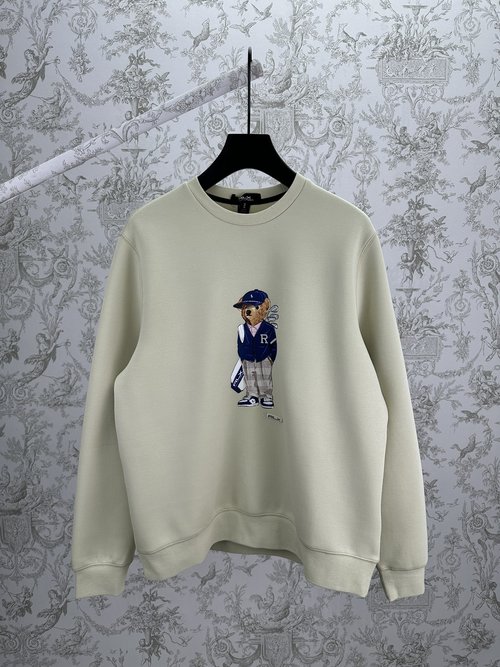 Loewe Double-Sided Knit Hoodie with Bear Embroidery