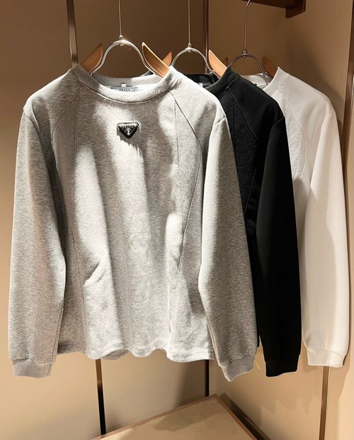 Prada Classic and Stylish All - cotton Long - sleeve Pullover