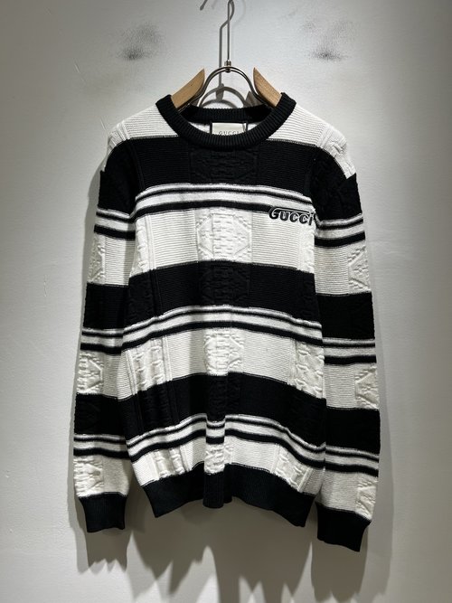 Gucci Embroidered Logo Knit Wool Sweater with Colorful Design