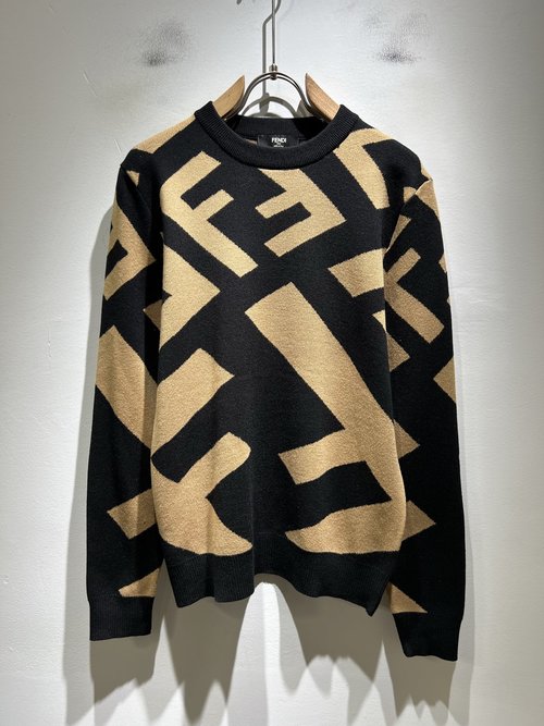 Dior FF Logo Crochet Knit Wool Sweater with High Class