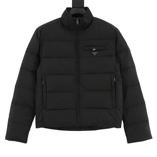 Prada Quilted Stand - Collar Down Jacket with Triangle Logo